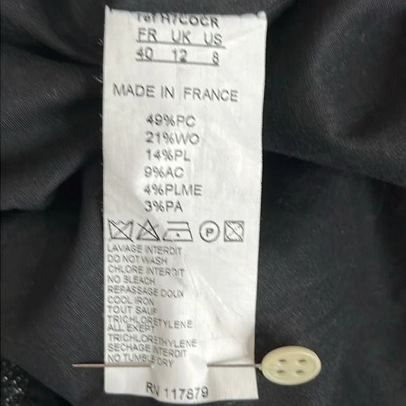 Manoush Sleeveless Wool Blend Brocade Fit & Flare Dress in Black - Size 8 US - Picture 6 of 6